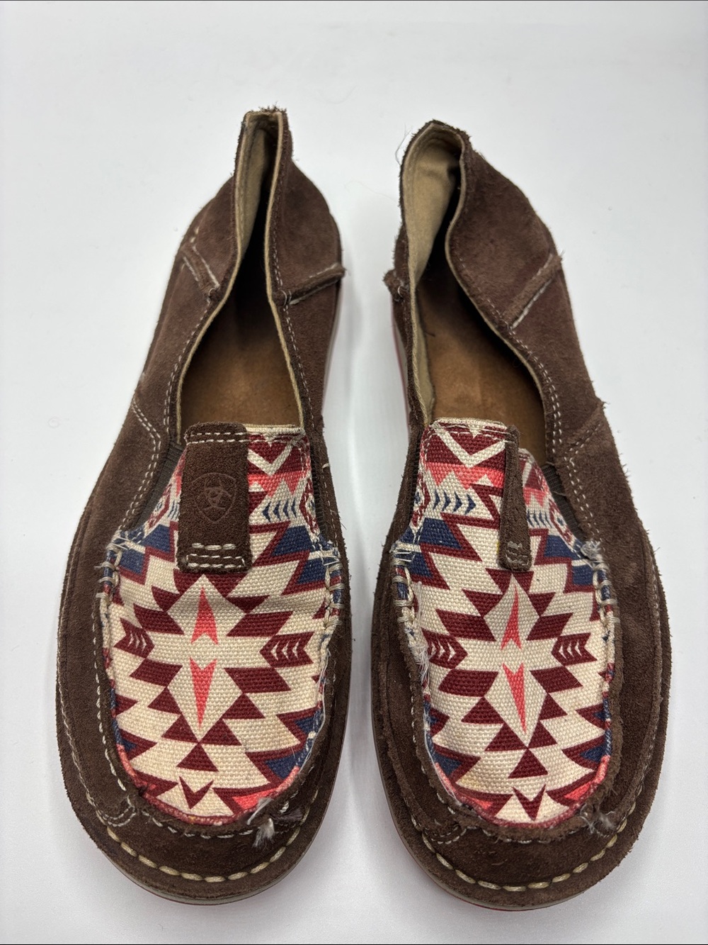 Ariat Women’s Aztec Cruiser Brown Suede Fabric Moccasin Size 8